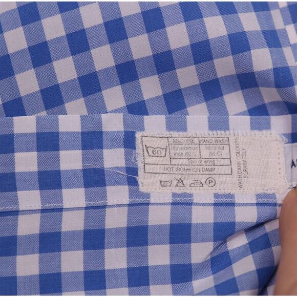 Hackett London Blue/White Gingham Check French Cuff Dress Shirt (42) 16.5-34 - Picture 7 of 7